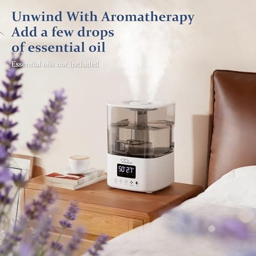 Azaeahom Smart Humidifiers for Bedroom, Top Fill 4L Cool Mist Air Humidifier for Large Room, Essential Oil Diffuser App Control, Fast Symptom Relief, Nightlight, 12H Quiet Runtime for Baby, Plant - Thumbnail 6