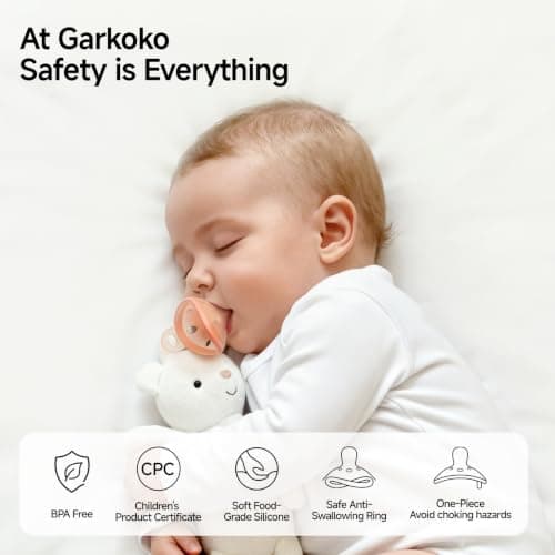 Garkoko Baby Pacifiers 0-6 Months Breast Like Shape Pacifiers BPA-Free One-Piece Silicone Newborn Pacifier for Breastfed Babies, 2pcs for Best Value - Thumbnail 2