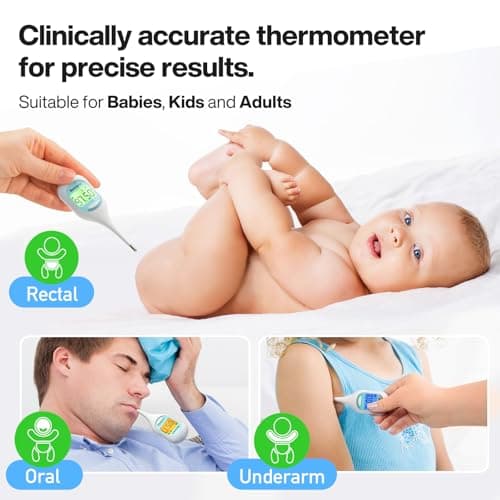 Boncare 9 Seconds Digital Basal Thermometer - Accurate Oral & Rectal Thermometer for Adults & Kids, Fever Alarm, Large Display (Blue) - Thumbnail 4