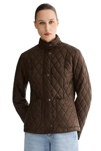Orolay Women's Quilted Lightweight Puffer Jacket Slim Fit Padded Coat Casual Zip Up Outerwear with Pockets Cocoa Large - Image 1
