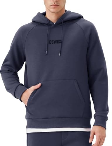 K-Swiss Heritage Men's Hoodies - Pullover Long Sleeve Sweatshirt Casual Club Hooded for Gym Workout Purple XS - Image 1