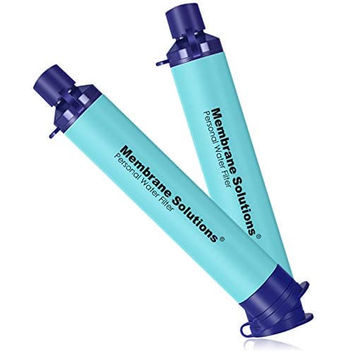 Membrane Solutions Personal Water Filter, Survival Filtration Straw Portable Gear, Emergency Preparedness, Supply for Drinking Hiking Camping Travel Hunting Fishing Team Family Outing (Blue, 2 Pack) - Image 1