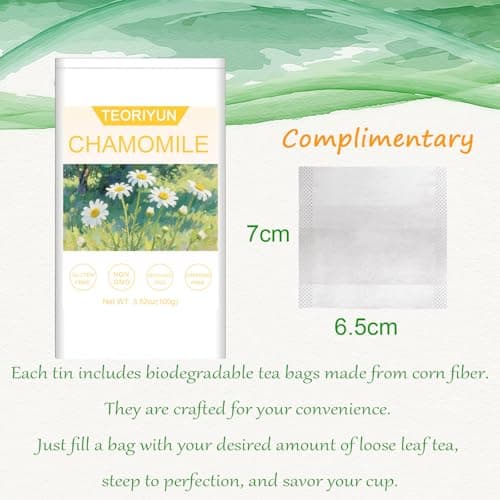 Chamomile Tea organic, 100% Pure & Natural Chamomile Flower Herbal Tea - Non-GMO - Caffeine-freePromote Relaxation & Support Digestion (Chamomile(3.53oz/100g)) - Thumbnail 2