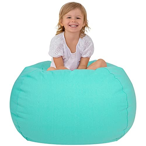 Aubliss Stuffed Animal Bean Bag Storage Chair, Beanbag Covers Only for Organizing Plush Toys, Turns into Bean Bag Seat for Kids When Filled, X-Large 48"-Canvas Solid Aqua - Image 1