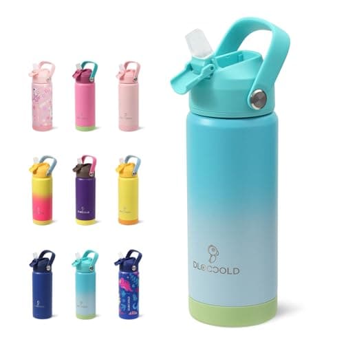 DLOCCOLD Kids Insulated Water Bottle with Leak Proof Straw Lid, Double Wall Vacuum Stainless Steel Water Bottle with Silicone Boot, Reusable Tumbler for Travel, Boys, Girls - Image 1
