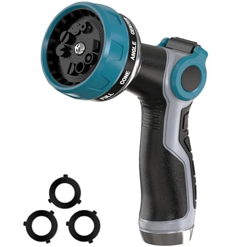 Heavy Duty Garden Hose Nozzle - 10 Spray Patterns, Thumb Control Water Pressure, Semi-Metal Construction Ergonomic Anti-Slip Handle, hose nozzle for Watering Plants, Car Wash, Pet Shower - Image 1