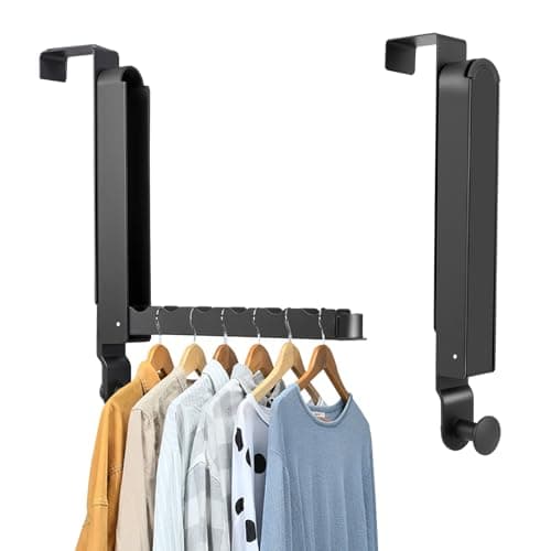 Over The Door Drying Rack, 1 Pack Foldable Over The Door Hooks Hanger for Laundry Clothes Heavy Duty Door Organizer Rack Coat Towels Hanging Storage for Bedroom Bathroom Kitchen - Image 1
