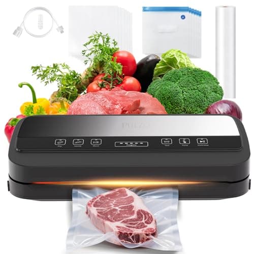 Vacuum Sealer Machine, 95Kpa vacuum sealer for food with Bags Storage and Built-in Cutter,food vacuum sealer machine,Dry/Moist/Gentle Mode, Removable Drip tray, Complete Starter Kits, Stainless Steel - Image 1