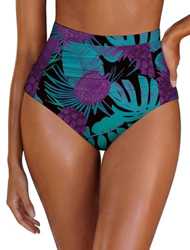 Arolina Women's Plus Size High Waisted Swim Shorts Tummy Control Ruched Bikini Bottoms Full Coverage Tankini Bathing Ruched Suit Bottoms - Image 1