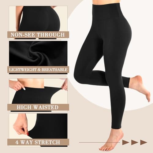 Leafigure High Waisted Leggings for Women- Soft No See-Through Yoga Pants for Gym Workout Running Red XXL - Thumbnail 5