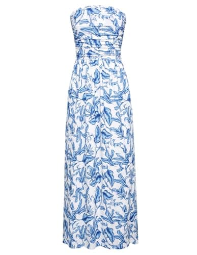 GRACE KARIN Women's 2024 Summer Bohemian Floral Printed Strapless Beach Party Long Maxi Dress - Image 1