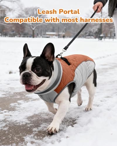Aokown Dog Winter Coat for Small Dogs, Adjustable Puppy Warm Jackets in Cold Weather, Reflective Pet Fleece Vest with External Attachment Points, Zippered Cold-Weather Dog Winter Clothes, S Brown - Thumbnail 4