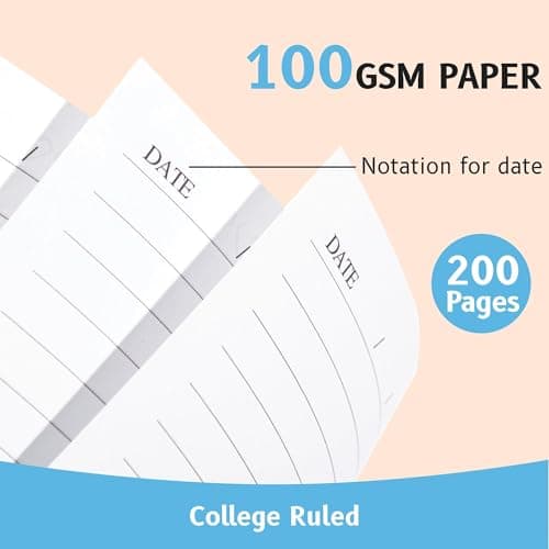 Yoment Hardcover B5 Spiral Notebook 200 Pages with Folder Pockets, College Ruled Notebooks for School Home 7 X 10 Aesthetic Cute Notebooks for Women, Blue - Thumbnail 3
