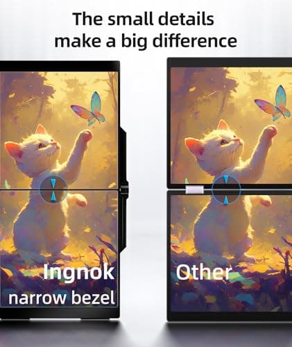 Ingnok 15.6" Dual Monitor, FHD 1080P 100% sRGB Laptop Screen Extender for Windows Mac, with 4 Speakers, 2 HDMI USB C Ports, for Office Gaming Triple Monitor - Thumbnail 3