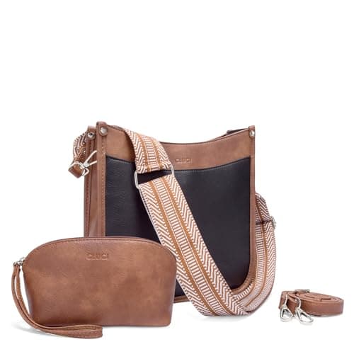 CLUCI Vegen Leather Crossbody Bags For Women Trendy 2Pcs With 2Adjustable Guitar Strap - Image 1