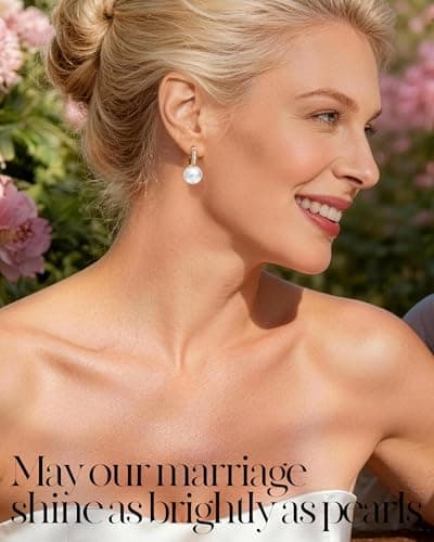 GONA GIFT 12MM White Pearl Hoop Earrings, Created with Swarovski® Pearls, 14K Gold Plated & Sterling Silver, Elegant Gift Box for Valentine’s Day, Bridesmaid, Wedding Something New - Thumbnail 3