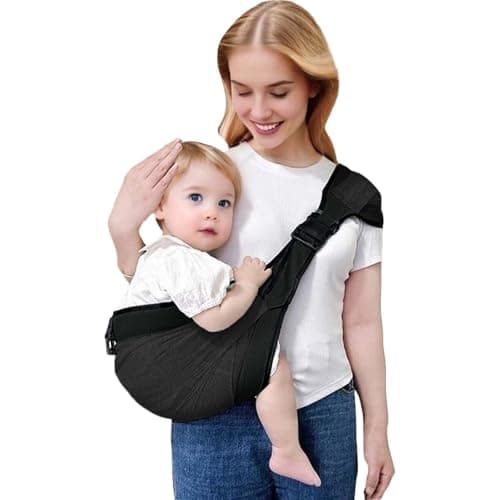Baby Mesh Sling Carrier Toddler Carrier for Boys & Girls, Lightweight Breathable Summer Baby Wrap, Adjustable & Non-Slip Half Wrapped Baby Carrier(Mesh-Black)