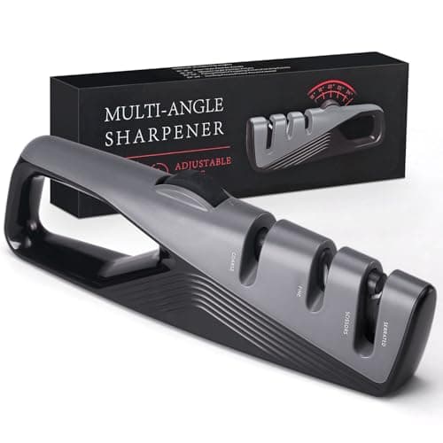 Knife Sharpener with 5 Adjustable Angle, Coarse & Fine Knife Sharpener Tool, Handheld Manual Knives Sharpener for All Knives Including Kitchen Knives, Pocket, Scissors - Image 1