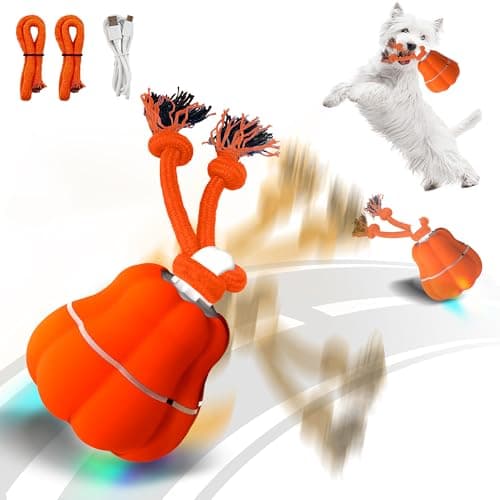 Hanarook Interactive Dog Toys, Automatic Moving Rolling Dog Toys to Keep Them Busy, Motion-Activated Bouncing Vibrating Dog Ball for Small/Medium/Large Dogs (Pumpkin) - Image 1