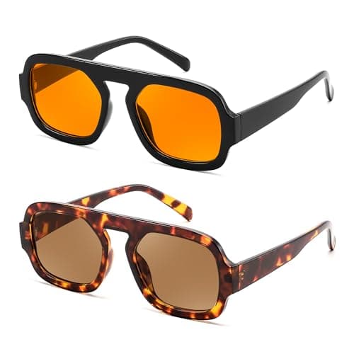 FEISEDY Trendy Square Aviator Oversize Sunglasses for Women, Vintage 70s Flat Top Shades B4175 - Image 1