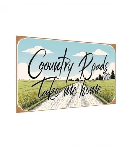 Carastora Farmhouse Metal Tin Sign, Vintage Road Style Decor for Home, Office and Porch, "Country Roads Take Me Home" 8x12 Inch - Image 1