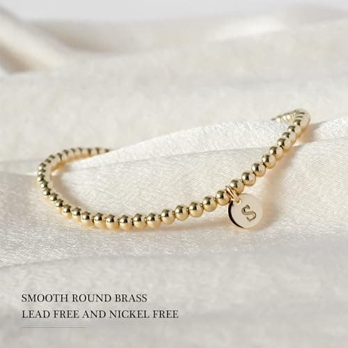 Turandoss Gold Bracelet – V Letter Disc Jewelry, Trendy Minimal Alphabet Charm - Thumbnail 6