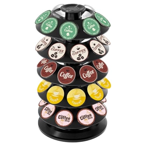 TOMSHUB K Cup Holder, Coffee Pod Holder for Keurig Pods - 40 Capsule Spinning Organizer with 360° Turntable, Also Fits Nescafé Dolce Gusto Pods, Space Saving for Kitchen Counter & Office - Image 1