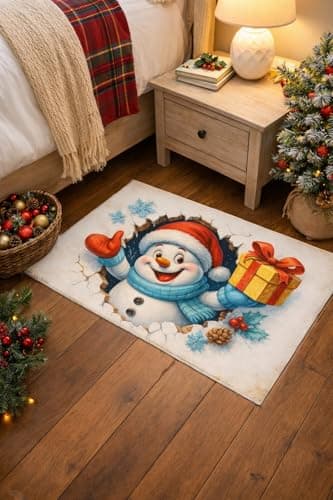 Carastora Fun Christmas Snowman Holiday Doormat, Anti-Fatigue mat, Durable, Non-Slip Design, Suitable for Indoor and Outdoor use, Home Decoration, Housewarming Gift, Size: 20 x 31 inches - Thumbnail 6