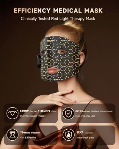 Red Light Therapy Mask for Face, 4 Modes Wireless Remote LED Face Mask Light Therapy, 850nm Near-Infrared & Red Light, 272 LEDs, Anti-Aging Skin Rejuvenation Device for Home or Travel Gift for Women - Thumbnail 2