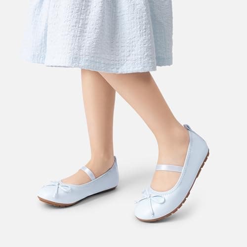 DREAM PAIRS Toddler Little Girls Ballet Flats Dress Shoes Mary Janes Ballerina Shoes,Size 7 Toddler,Light Blue,SKFA26003K - Thumbnail 2