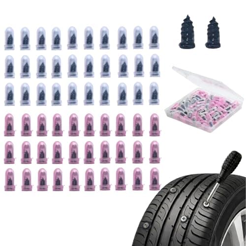 60Pcs Tire Repair Screws Rubber Nails, Tubeless Tire Repair Kit with Sealant Layer, Dual Size Heavy Duty Self-Service Tire Plugs for Car, Motorcycle, Truck, Flat Tire Puncture Emergency Repair