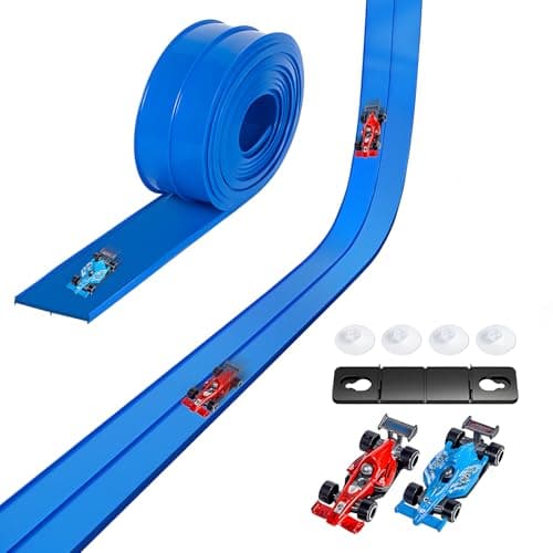 Flexible Race Track for Kids 3+, 15 Ft Hot Wheels Compatible Track with Strong Suction Cups, Portable Diecast 1/64 Car Ramp Track for Indoor Outdoor Play, DIY Bendable Monster Truck Track Set - Image 1