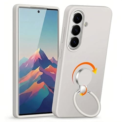 XYZ for Samsung Galaxy S26 Plus Case with Stand, 360°Rotatable Soft Ring Kickstand, Premium Liquid Silicone Phone Cover with Microfiber Lining, Shockproof Protective for S26 Plus,Stone - Image 1