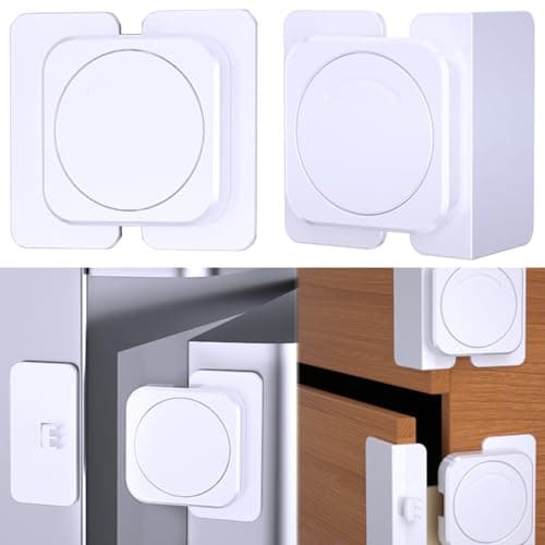 Bstsilver Corner & Flat Drawer Locks Baby Proofing, Refrigerator Lock Child Safety for Filing Cabinets Door Edges Oven Cupboard Kitchen Room, Fridge Latches Petproof for Toddler Cat, Upgarde Adhesive - Image 1