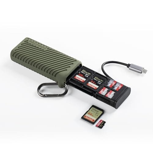 PGYTECH CreateMate High-Speed SD Card Reader USB 3.1 Type-C SD/TF/Nano Card Carrying Case, 2-in-1 SD 4.0 Card Reader Adapter for Cameras, Smartphones, Drones, Action Cameras(Green, for SD/Micro SD) - Image 1