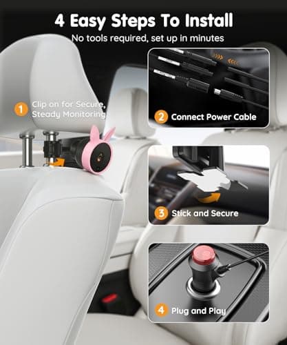Babyvue BV3PRO 7.2" 1080P HD Dual Camera Car Baby Monitor for 2 Kids, IR Night Vision, Easy Installation, Brightness Adjustment, Car Seat Camera, Ideal Gift for Girls and Pets Monitoring - Thumbnail 6