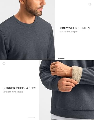 G Gradual Sherpa Lined Sweatshirts for Men Fleece Crewneck Sweatshirt Pullover Warm Shirts for Winter, Heather Dark Grey, XX-Large - Thumbnail 5