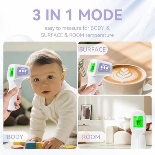 Berrcom Non-Contact Infrared Forehead Thermometer, 3-in-1 Digital Fever Check Temperature Gun for Baby Infant Kids Adults, Fast Accurate - Purple - Thumbnail 6