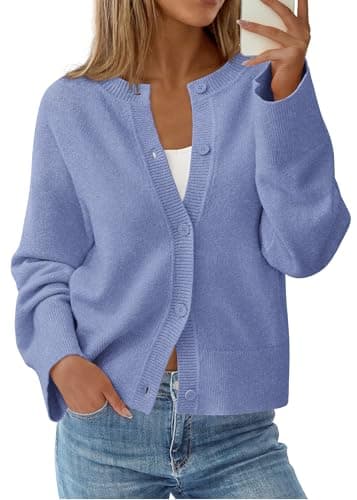 KIRUNDO Cardigan Sweaters for Women Fall Trendy Long Sleeve Chunky Knit Button Up Oversized Winter Jacket Casual Outwear(Dusty Blue, Small) - Image 1