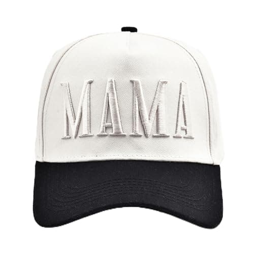 Women’s Mama Trucker Hat – Vintage Embroidered Adjustable Baseball Cap, Two-Tone Ponytail Hat Gifts for Mothers Day Outfits White - Image 1