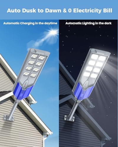 AIKVSXER S-12000W Solar Street Lights Outdoor, 6500K Commercial Dusk to Dawn Parking Lot Light, Waterproof IP67 Solar Security Flood Lights with Motion Sensor and Remote for Street,Road,Yard, 1 Pack - Thumbnail 2