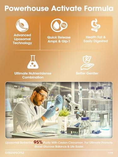 GREENPEOPLE Liposomal Berberine HCL1300mg - Berberine Supplement with Ceylon Cinnamon Activates AMPK - High Absorption Formula Healthy Weight Support – Non-GMO/Vegan – 30-Day - Thumbnail 2