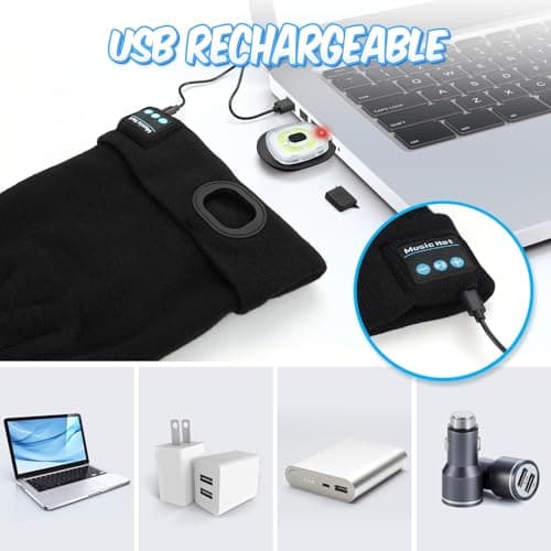 KEZKALS Gifts for Men LED Bluetooth Beanie Hat Camping Hiking Accessories, Gifts for Men Who Want Nothing, Cool Gadgets Anniversary Birthday Gift for Dad Husband Him Boyfriend, Cool Gadgets Black - Thumbnail 5