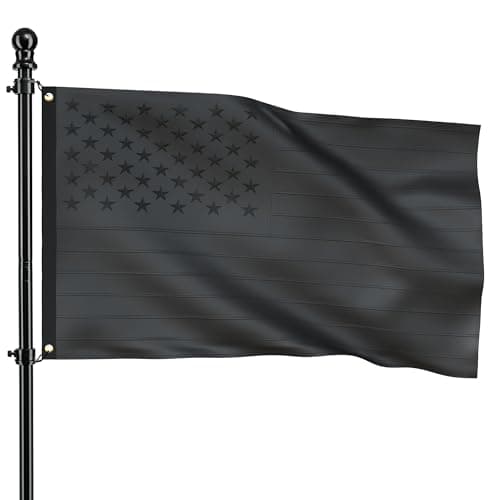 3x5 Ft Black American Flag for Wall & Pole – Black Flag: 210D Fade-Resistant Oxford with Embroidered Stars, Sewn Stripes, Brass Grommets – Patriotic Display for Home, Garage, Outdoor | Veteran Tribute - Image 1