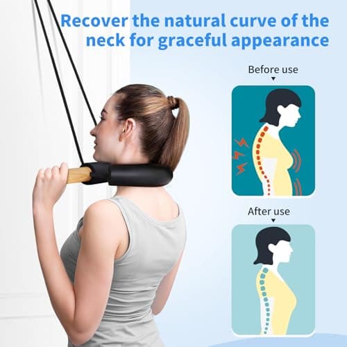 Cervical Neck Traction Over Door Device for Neck Relieve Neck Pain, Enhance Physical TherapyOver Door Use with Comfort Wood Grip - Thumbnail 2