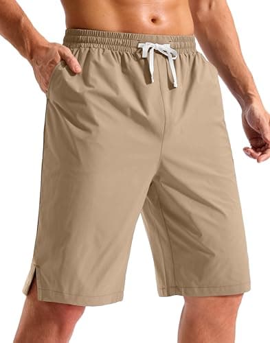 Pudolla Men's Swim Trunks 9"/11" Quick Dry Board Shorts Bathing Suits Beach Shorts for Men with Pockets - No Liner(Khaki 11 Inseam-2XL) - Image 1