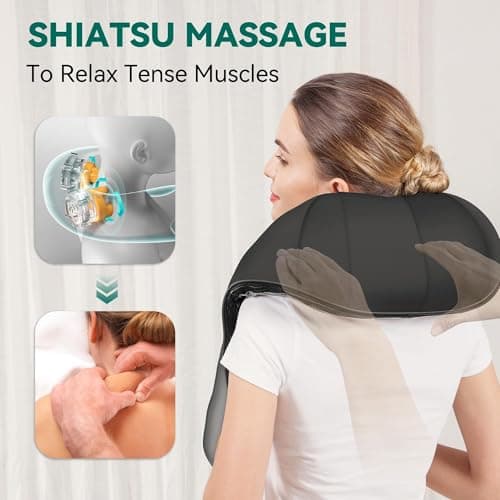 Snailax Cordless Massager - Shiatsu Neck and Shoulder Massager with Heat, FSA Eligible, Portable, Lumbar, Back Electric Massage Pillow, Christmas Gift - Thumbnail 2