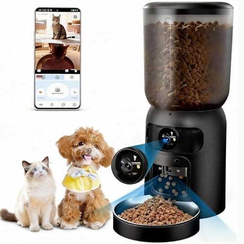 Voxblend Automatic Cat Feeder with Dual Camera, 5G WiFi App Control: 5L Automatic Dog Food Storage Container with 2K HD Video and Laser Pet Toy, Dual Power Timed Smart Pet Food Dispenser for Cats&Dogs - Image 1