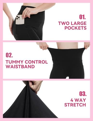 Showitty 3 Pack Fleece Lined Leggings Women with Pockets - Winter Warm Thermal Yoga Pants for Running Workout Plus Size - Thumbnail 5