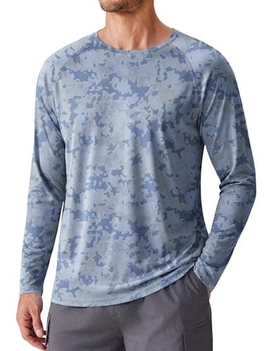 PINSPARK Mens UV Protection Shirts Long Sleeve Fishing Shirt Moisture Wicking Athletic Shirts for Men Beach SPF Rashguards Navy - Image 1